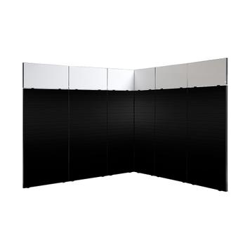 Stand de exposição para canto FlexiSlot® “Style-Black” 2850 x 2800 mm