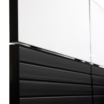 Stand de exposição para canto FlexiSlot® “Style-Black” 2850 x 2800 mm